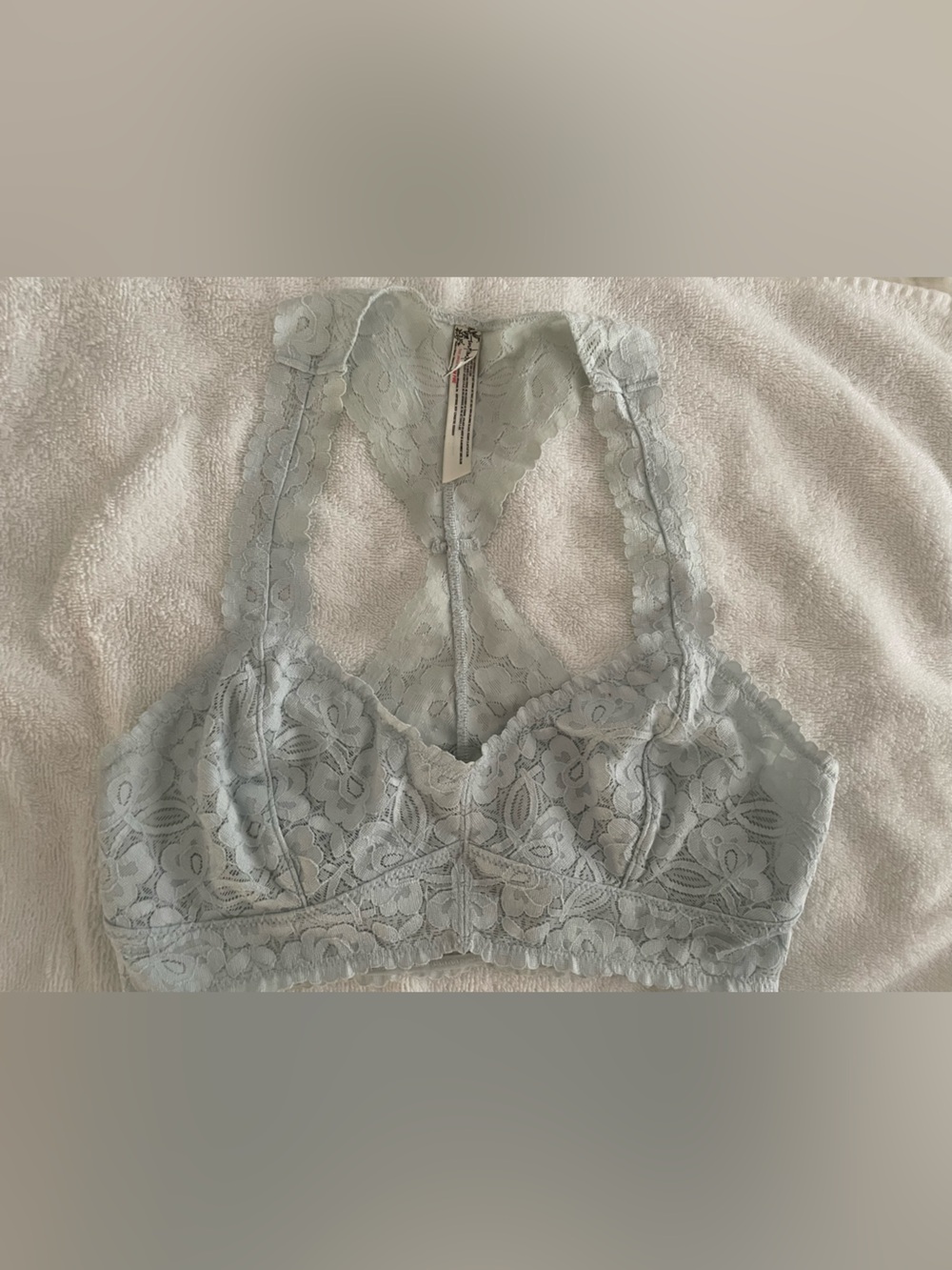 Free People Pale Blue Floral Lace Bralette Racerback